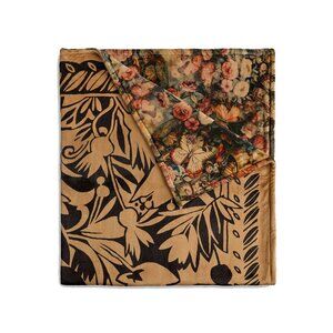 Johnny Was Laurel Canyon Lola Cozy Blanket Reversible Floral Gold Black Home NEW
